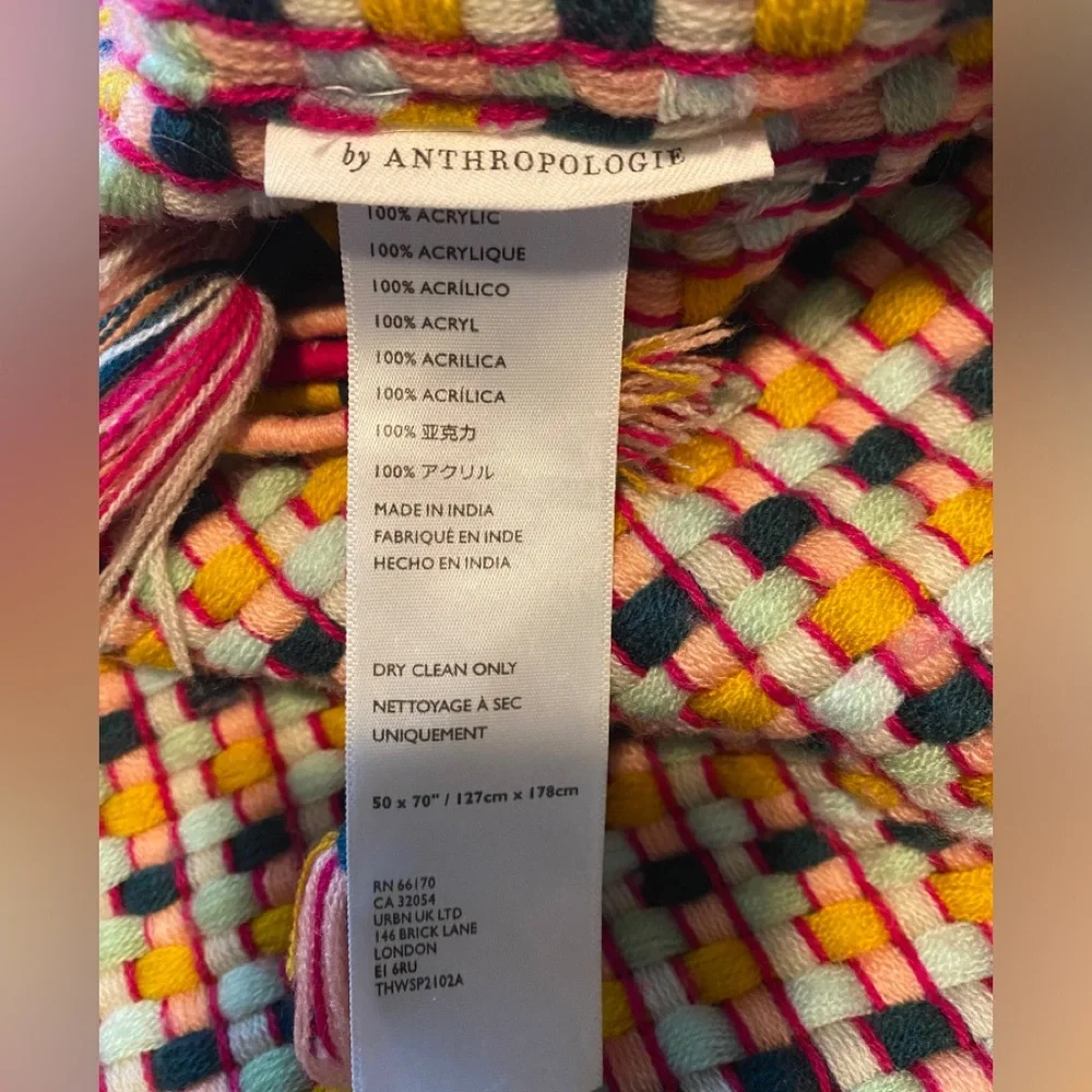 Anthropologie Multicolor Tasseled Sheila Throw Blanket OS